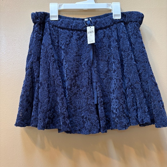 aerie Dresses & Skirts - Aerie Lace Godet Lined Navy Mini Skirt Size L NWT